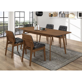 Draper Natural Walnut and Black 5-piece Rectangular Dining Set - sold by Home Elegance USA