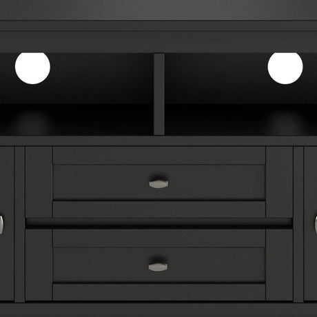 Warm Shaker 72 inch Wide Solid Wood TV Stand in Black For TVs up to 80 inches - sold by Home Elegance USA