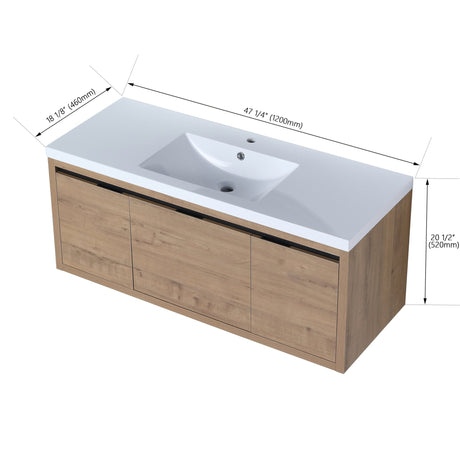 48 Inch Bathroom Cabinet With Sink,Soft Close Doors and Drawer,Float Mounting Design,48x18 - BVC00948IMO(KD - Packing) - W99984814 - image - 5