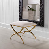 Crossing Small Bench - White / Gold by Uttermost - View 2