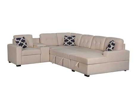 Multifunctional Modular L - Shaped Sectional Sofa with Built - in Cup Holders, Hidden Storage Compartments and Convertible Seating Design - sold by Home Elegance USA