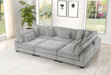 Bentley Modern Style Modular Sectional unique layout made with Corduroy fabric and wood in Gray Setup-1 (NJ Warehouse Inventory)