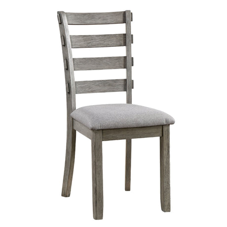 Dining Table 4x Side Chairs Bench 6pcs Dining Set Grey Finish Dining Room Furniture Fabric Seat Rustic Style - sold by Home Elegance USA