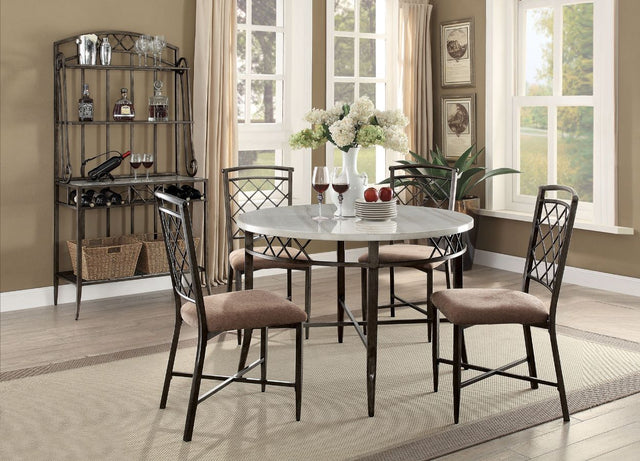 Aldric Dining Table 73000 Faux Marble Top & Antique Black Finish | Acme - 73000 - Home Elegance USA - 1