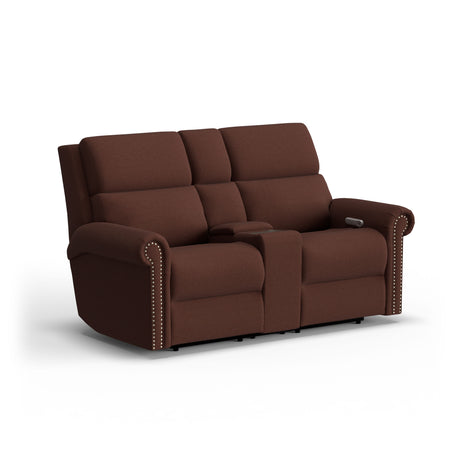 Bernard Power Reclining Loveseat With Console, Power Headrest, & Lumbar | Flexsteel
