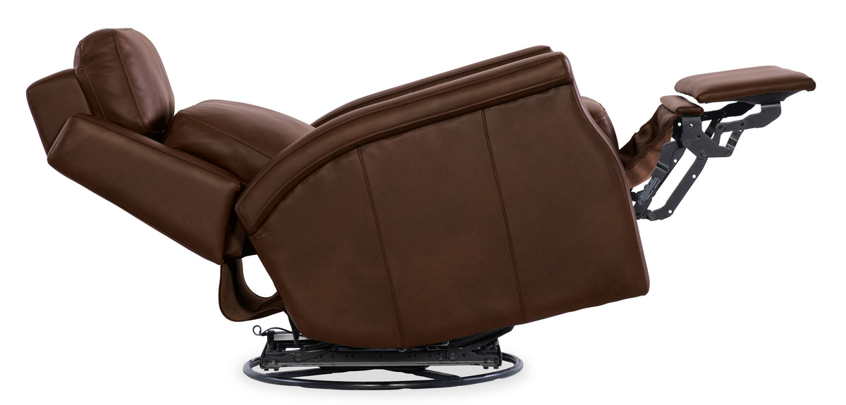 Kaufman ZG Swivel Power Recliner With Pop-Up Headrest - Dark Brown by Hooker Furniture - View 7