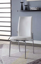 Acme - Osias Side Chair (Set-2) 73152 White Synthetic Leather & Chrome Finish