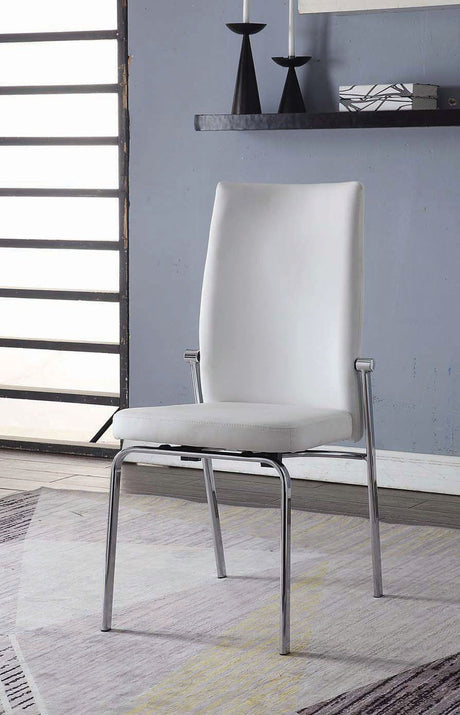 Acme - Osias Side Chair (Set-2) 73152 White Synthetic Leather & Chrome Finish