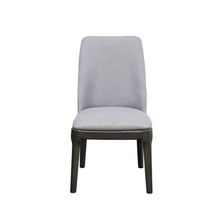 Acme - Madan Side Chair (Set-2) 73172 Light Gray Linen & Gray Oak Finish