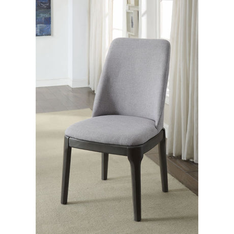 Acme - Madan Side Chair (Set-2) 73172 Light Gray Linen & Gray Oak Finish