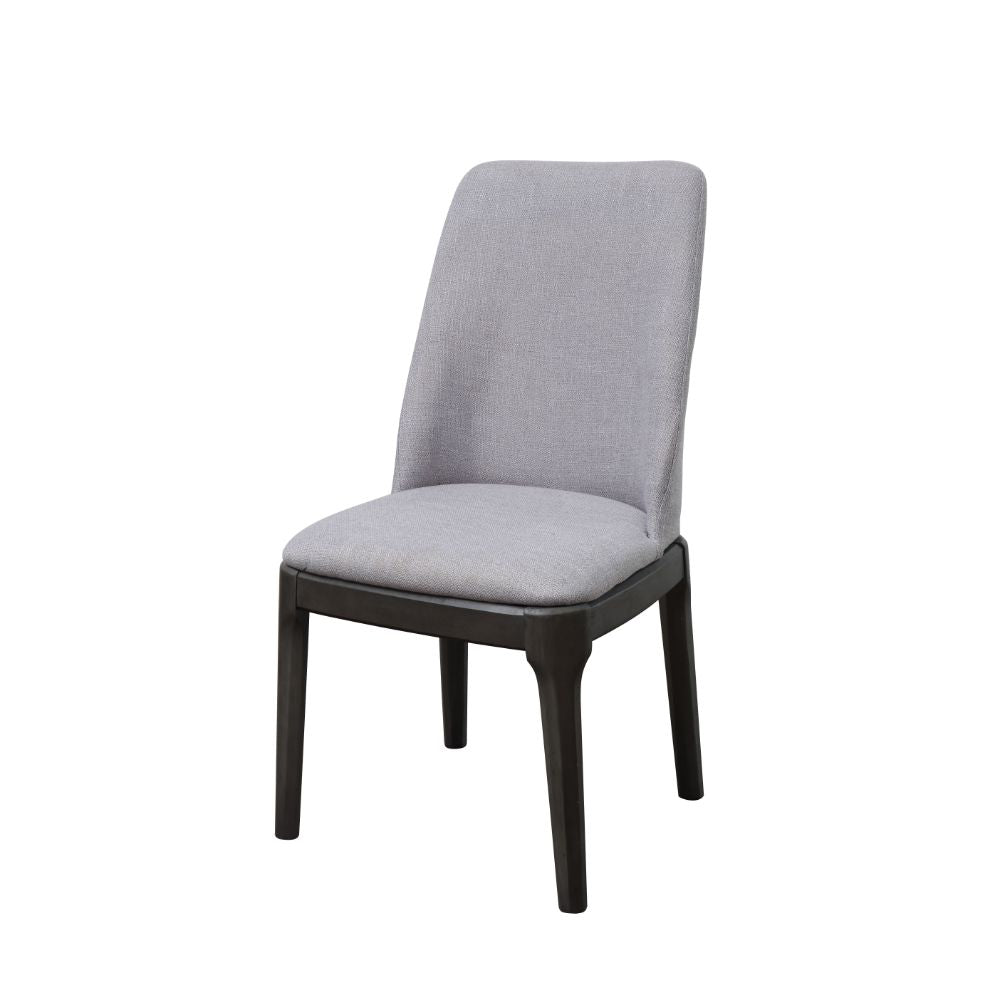 Acme - Madan Side Chair (Set-2) 73172 Light Gray Linen & Gray Oak Finish