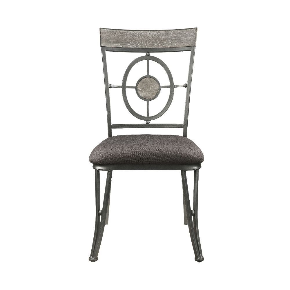 Acme - Landis Side Chair (Set-2) 73187 Brown Fabric & Gunmetal Finish