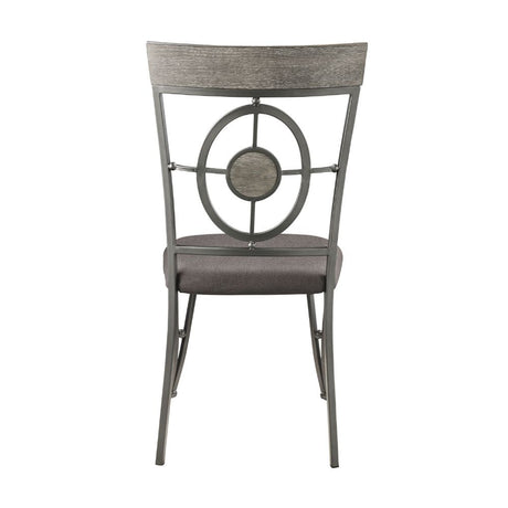 Acme - Landis Side Chair (Set-2) 73187 Brown Fabric & Gunmetal Finish