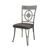 Acme - Landis Side Chair (Set-2) 73187 Brown Fabric & Gunmetal Finish