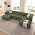 135' U-Shaped Modular Sectional Sofa with Chaise and Movable Ottoman for Living Room, Chenille Upholstered Boneless Couches with Wave-Shaped Armrest, No Pillows Included - sold by Home Elegance USA