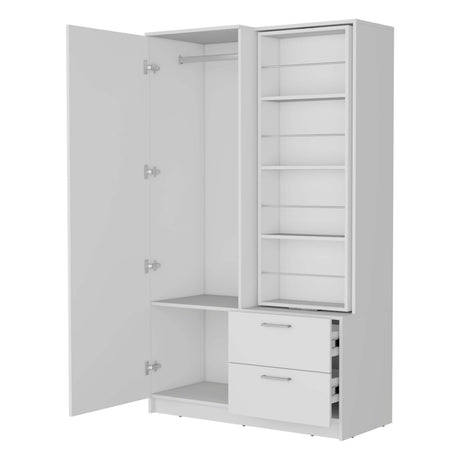 White Armoire Wardrobe with Open Storage and 2 Drawer - sold by Home Elegance USA