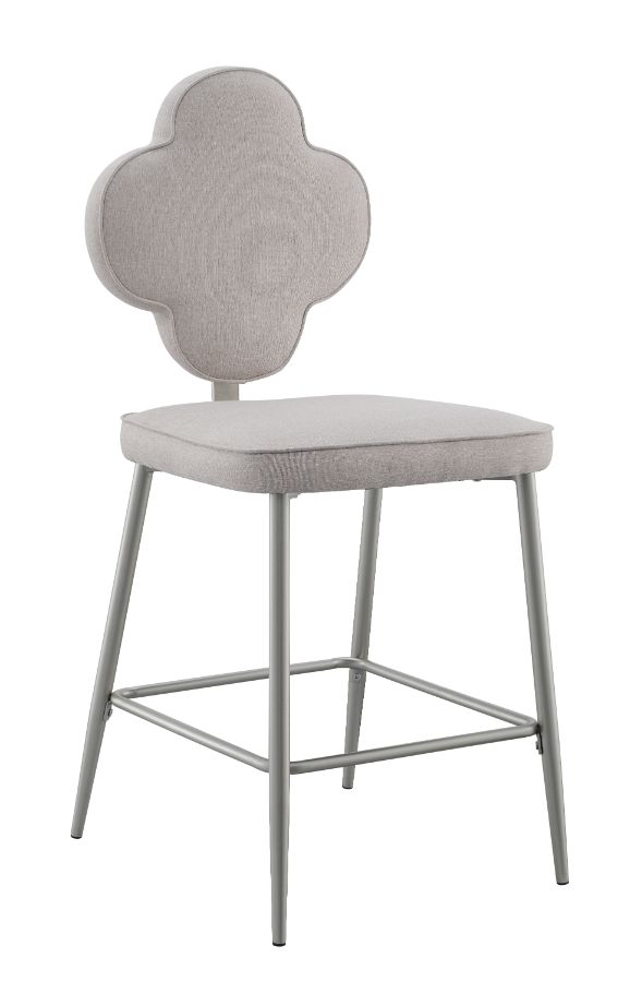 Acme - Clover Counter Height Chair (Set-2) 73227 Beige Fabric & Champagne Finish