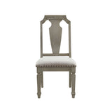 Acme - Zumala Side Chair (Set-2) 73262 Beige Linen & Weathered Oak Finish