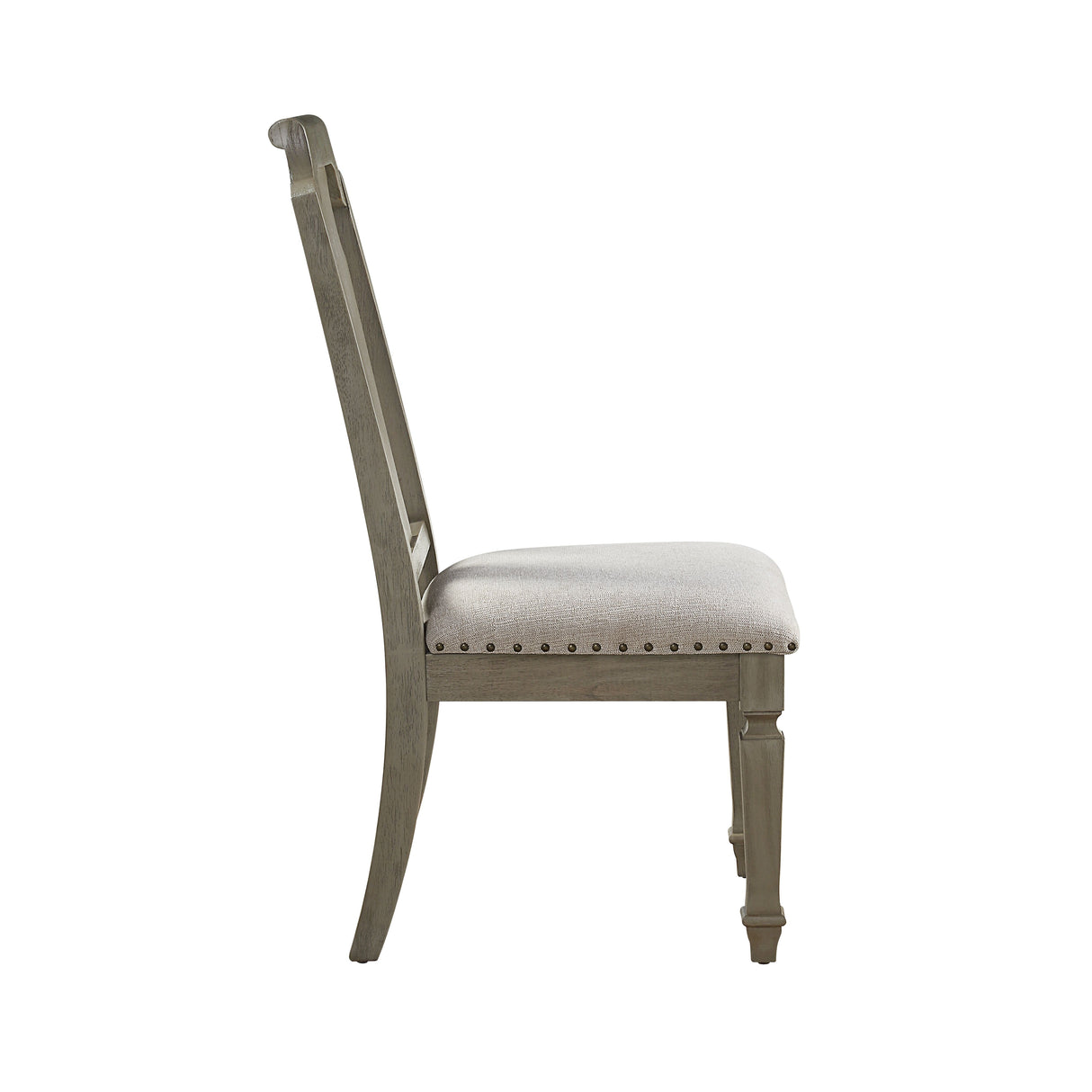 Acme - Zumala Side Chair (Set-2) 73262 Beige Linen & Weathered Oak Finish