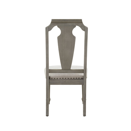 Acme - Zumala Side Chair (Set-2) 73262 Beige Linen & Weathered Oak Finish