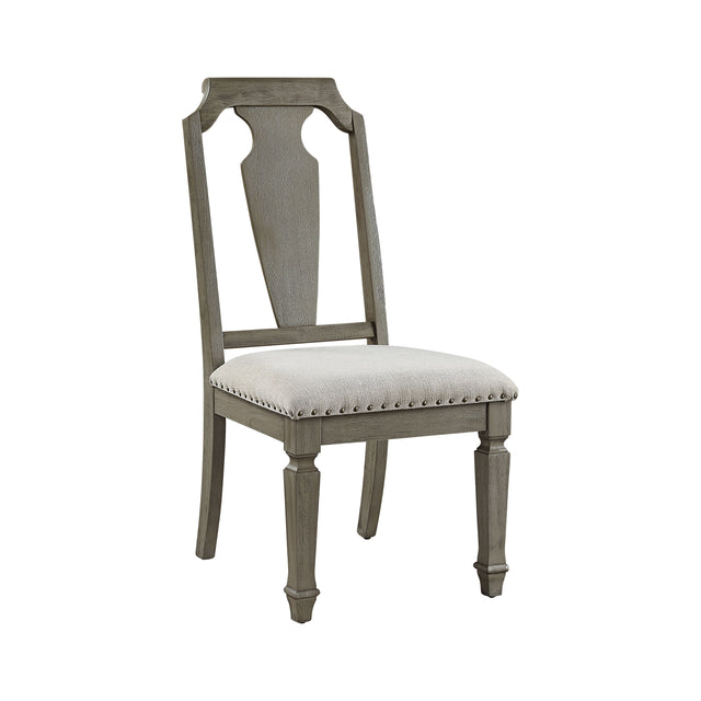 Acme - Zumala Side Chair (Set-2) 73262 Beige Linen & Weathered Oak Finish