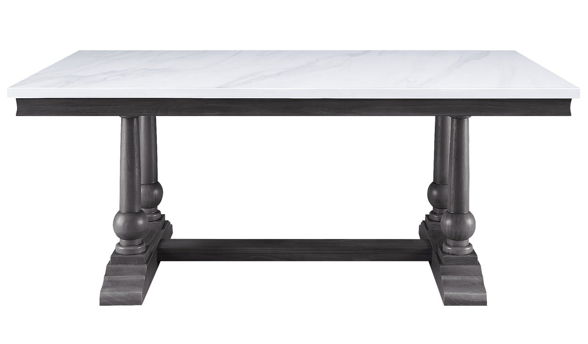 Acme - Yabeina Dining Table 73265 Marble Top Top & Gray Oak Finish