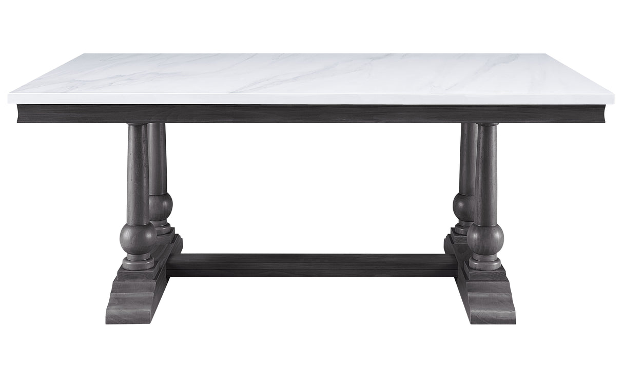 Acme - Yabeina Dining Table 73265 Marble Top Top & Gray Oak Finish