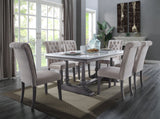 Acme - Yabeina Dining Table 73265 Marble Top Top & Gray Oak Finish