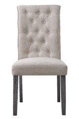 Acme - Yabeina Side Chair (Set-2) 73267 Beige Linen & Gray Finish