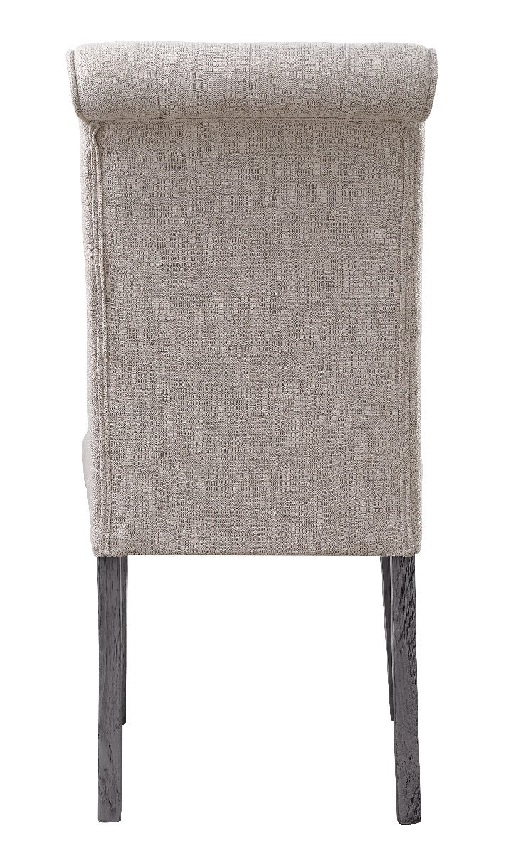 Acme - Yabeina Side Chair (Set-2) 73267 Beige Linen & Gray Finish