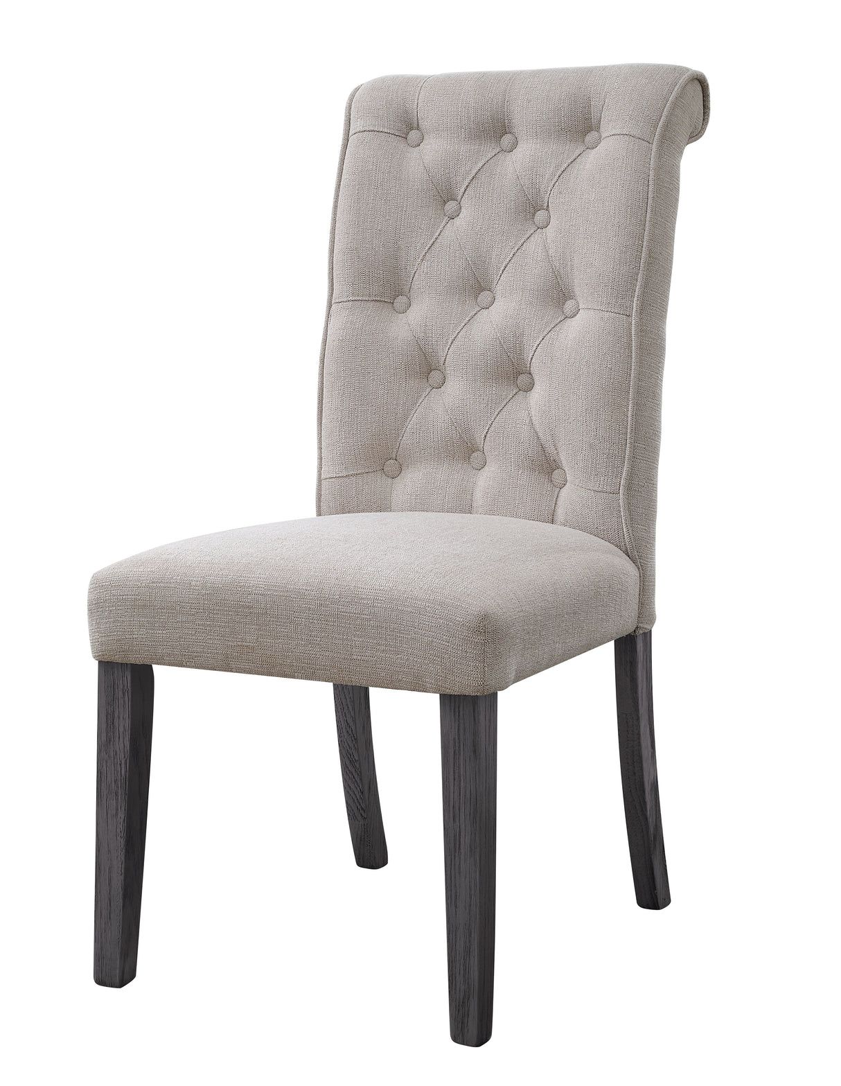 Acme - Yabeina Side Chair (Set-2) 73267 Beige Linen & Gray Finish