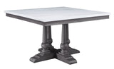 Acme - Yabeina Square Dining Table 73270 Marble Top Top & Gray Oak Finish