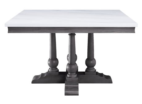 Acme - Yabeina Square Dining Table 73270 Marble Top Top & Gray Oak Finish