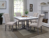 Acme - Yabeina Square Dining Table 73270 Marble Top Top & Gray Oak Finish