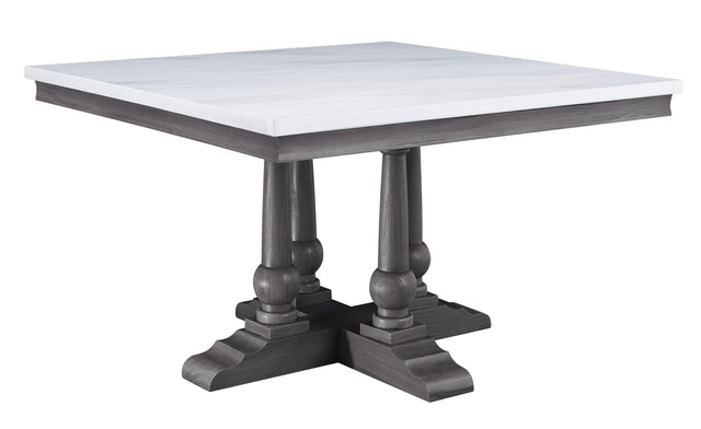 Acme - Yabeina Square Dining Table 73270 Marble Top Top & Gray Oak Finish