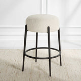 Arles Plush Counter Stool - Black / White by Uttermost - View 5