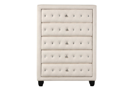 Encore Modern Style Tufted and Upholstered Queen 5PC Bedroom set made with wood in Beige(NJ Inventory) - sold by Home Elegance USA