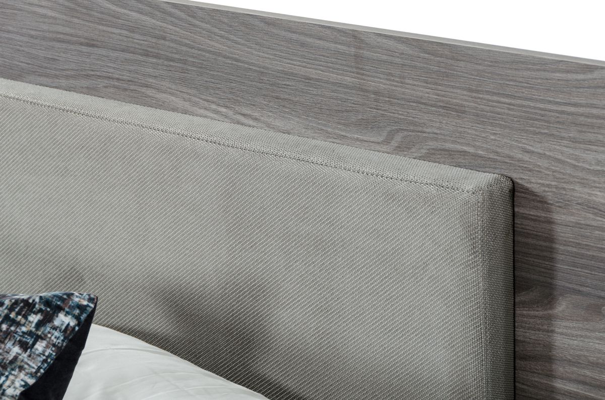 Queen Nova Enzo Italian Modern Grey Oak & Fabric Bedroom Set