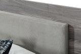 California King Enzo Italian Modern Grey Oak & Fabric Bed w/ Nightstands