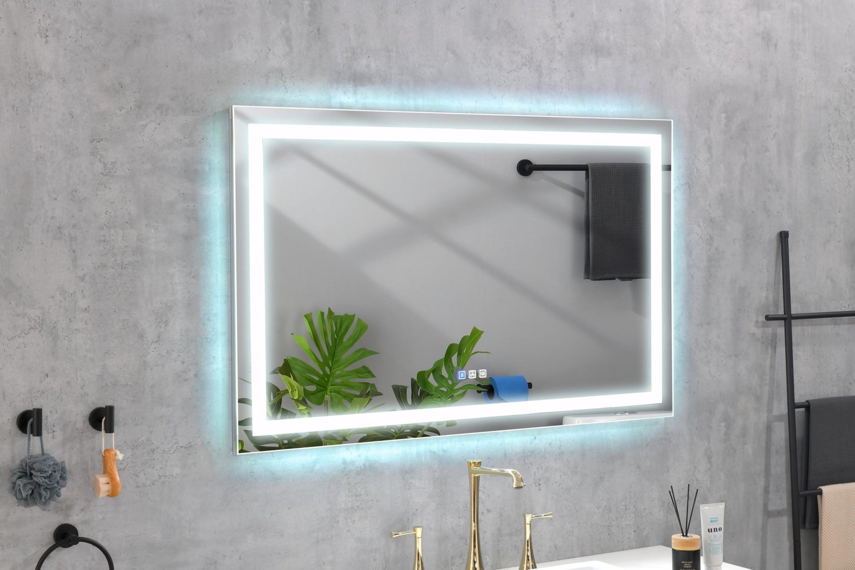 60 in. W x 36 in. H Frameless LED Single Bathroom Vanity Mirror in Polished Crystal Bathroom Vanity LED Mirror with 3 Color Lights Mirror for Bathroom Wall 60 Inch Smart Lighted Vanity Mirrors Dimm - W1272114900 - image - 9