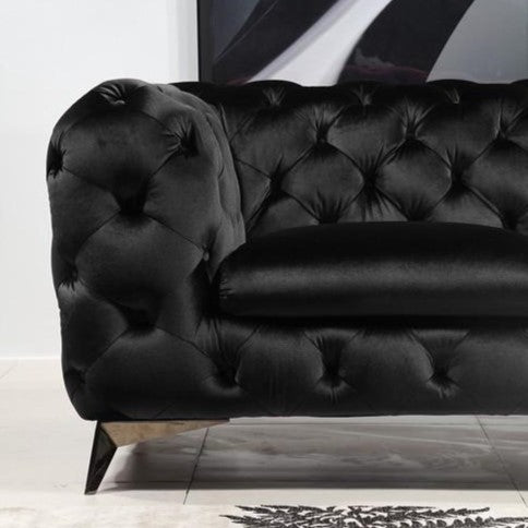 Delilah - Modern Black Fabric Loveseat - View Image 1