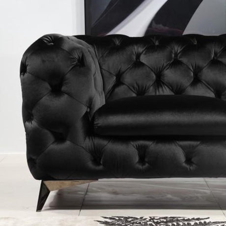 Delilah - Modern Black Fabric Loveseat - View Image 1