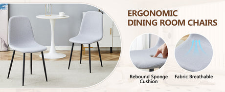 Table and chair set.71*35.4 inch fashionable walnut grain dining table, a practical choice to add color to the home.Paired with 8 Light Gray Linen-Cotton Material High Resilience Dining Chairs. - sold by Home Elegance USA