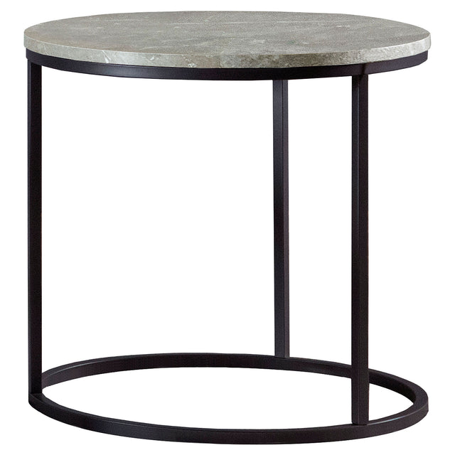 End Table - Lainey Faux Marble Round Top End Table Grey and Gunmetal