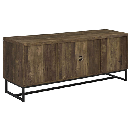 60" Tv Stand - Myles 2 - door TV Console with Adjustable Shelves Rustic Oak Herringbone - 736052 - image - 7