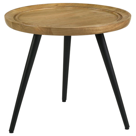 End Table - Zoe Round End Table with Trio Legs Natural and Black