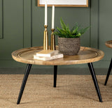 Coffee Table - Zoe Round Coffee Table with Trio Legs Natural and Black