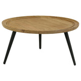 Coffee Table - Zoe Round Coffee Table with Trio Legs Natural and Black