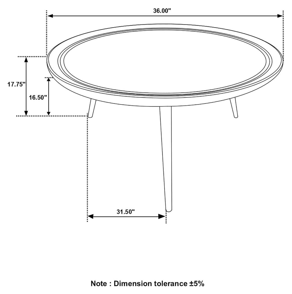 Coffee Table - Zoe Round Coffee Table with Trio Legs Natural and Black