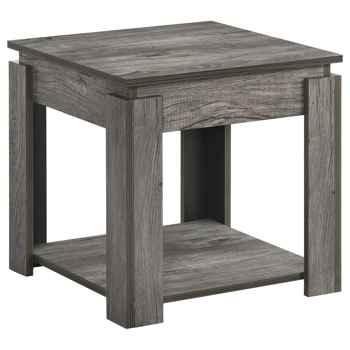 3 Pc Coffee Table Set - Donal 3 - piece Occasional Set with Open Shelves Weathered Grey | Coaster | Home Elegance USA